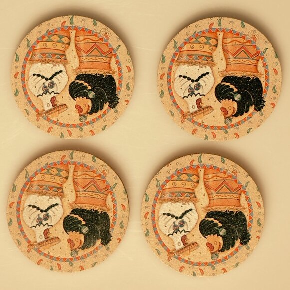 Thirstystone Natural Solid Sandstone Coasters Set Of 4 Chickens Design - Picture 3 of 14